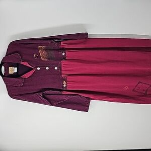 Blue Cactus VTG Western Rustic Prarie Boho Midi Dress Painted Patch Print Detail